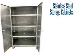 Tall, Locking Door Stainless Steel Storage Unit, Interior View of Shelves