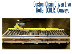 The custom conveyor system featured shot guards on the rollers to withstand sand and abrasives in a blast room.