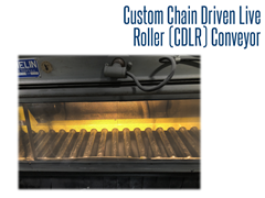 Sealed bearings and roller shot guards help to keep contaminants and debris from facilitating roller movement during the sand blast process on our custom CDLR conveyor.