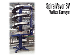 The SpiralVeyor SV Series Vertical Conveyor is ideal for transporting totes, crates, containers, cartons, trays, bags and packaged bottles.