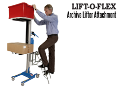 The LIFT-O-FLEX Archive Lifter; Shown with Ladder in Use