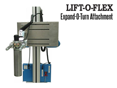 Lift-O-Flex™ Expand-O-Turn™ Attachment allows the operator to grip and turn rolls of paper and film easily and safely.