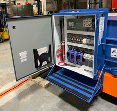 The Telescopic Traversing Truck Unloader is used for easy truck unloading. This unit extends to the back of a 53' truck for ease of unloading. It is mounted on two flush tracks that allows for service to multiple dock doors with only one unit.